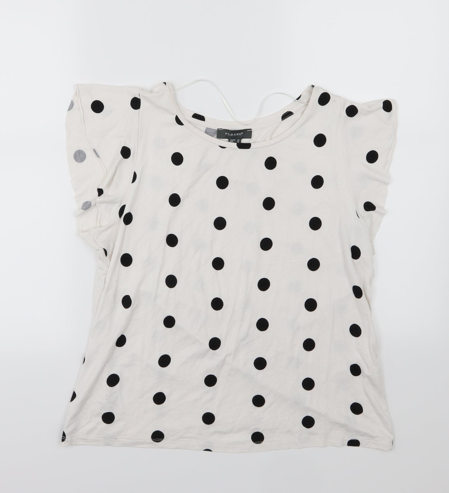 Primark Womens White Polka Dot Jersey Basic T-Shirt Size 14