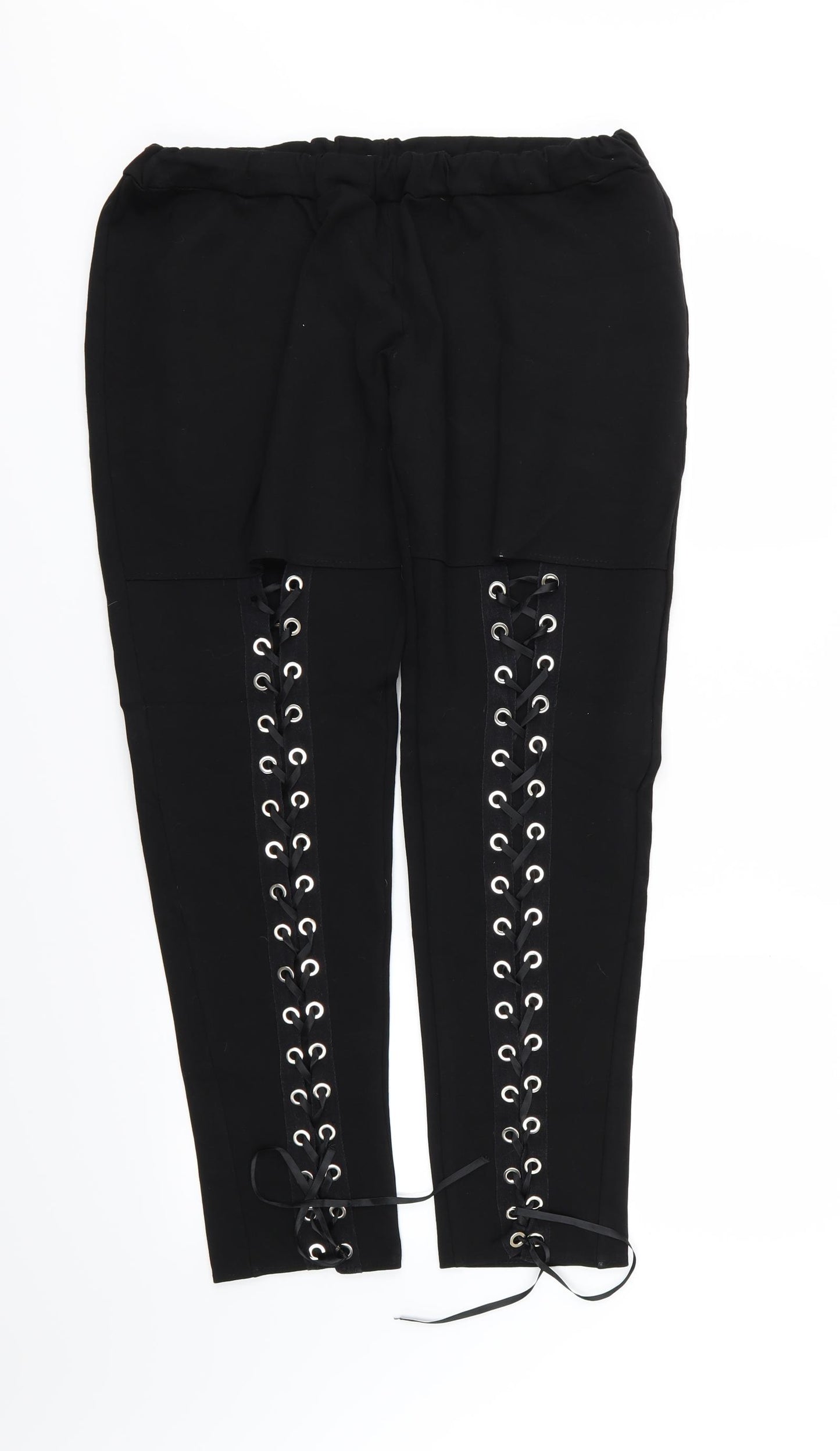 Boohoo Womens Black  Jersey  Leggings Size 24 L30 in - Lace up