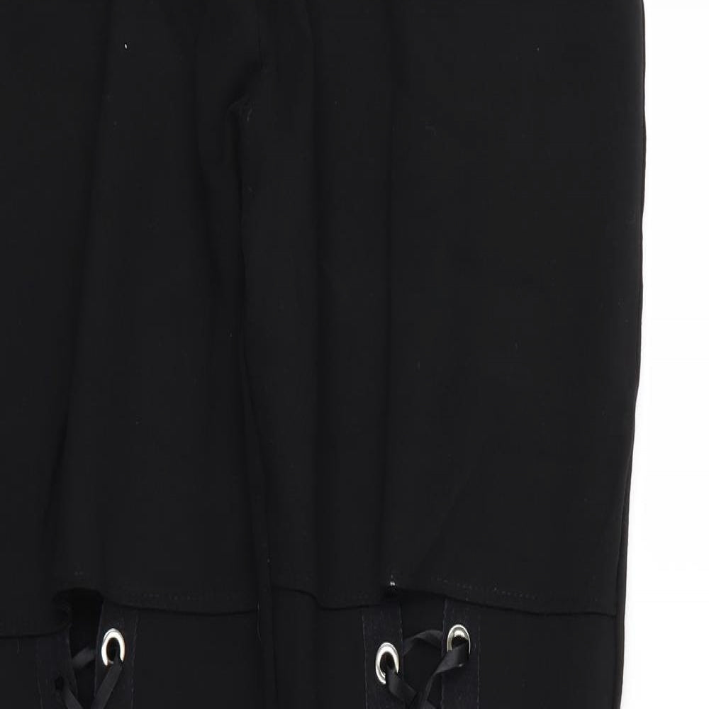Boohoo Womens Black  Jersey  Leggings Size 24 L30 in - Lace up