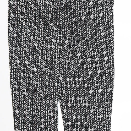 Marks and Spencer Womens Black Herringbone  Harem Trousers Size 10 L26 in