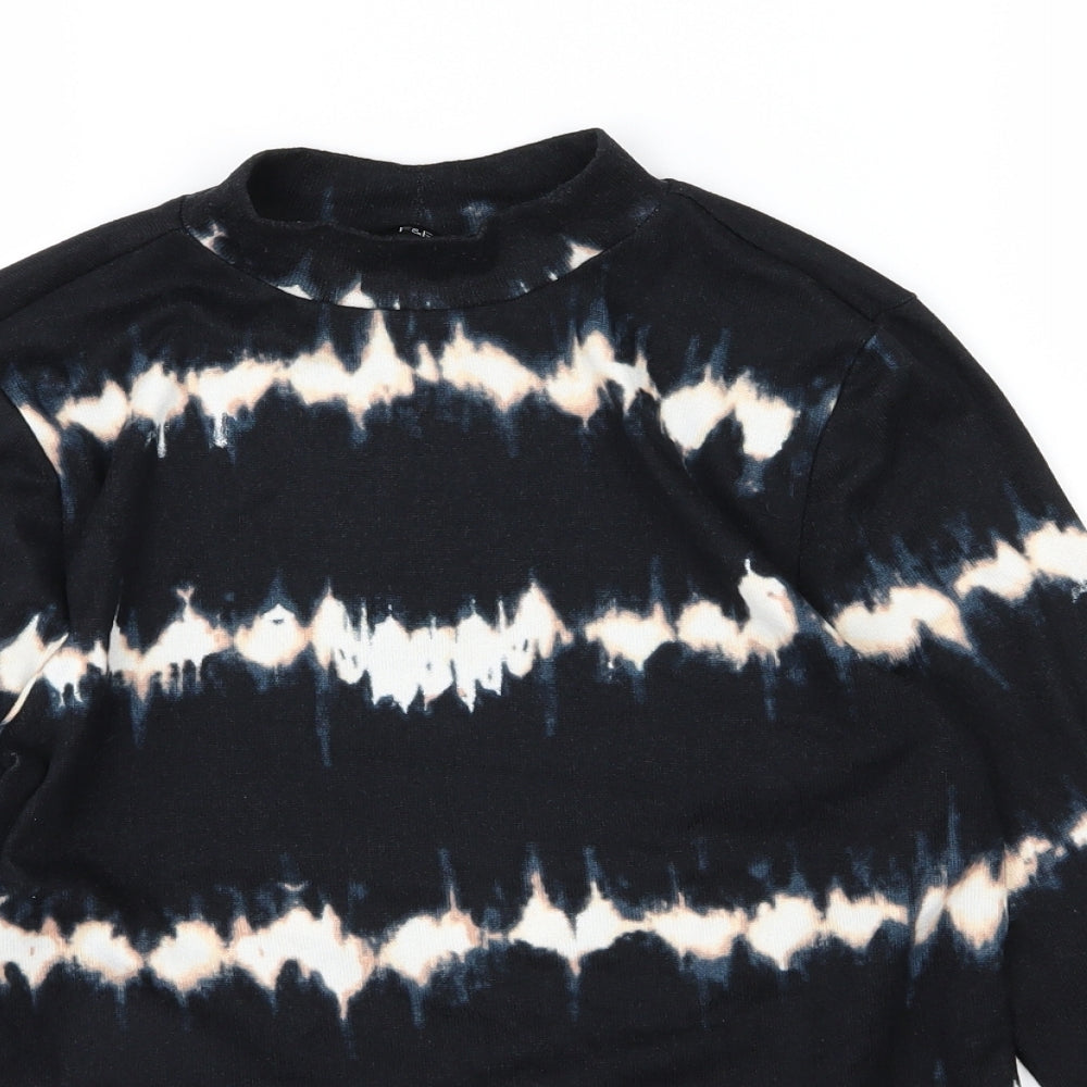 F&F Womens Black Striped Knit Pullover Jumper Size 12