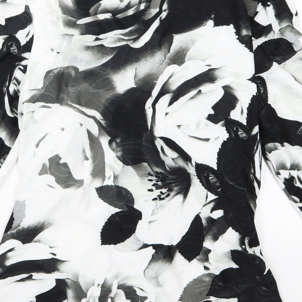 Roman Womens Grey Floral  Basic T-Shirt Size 12