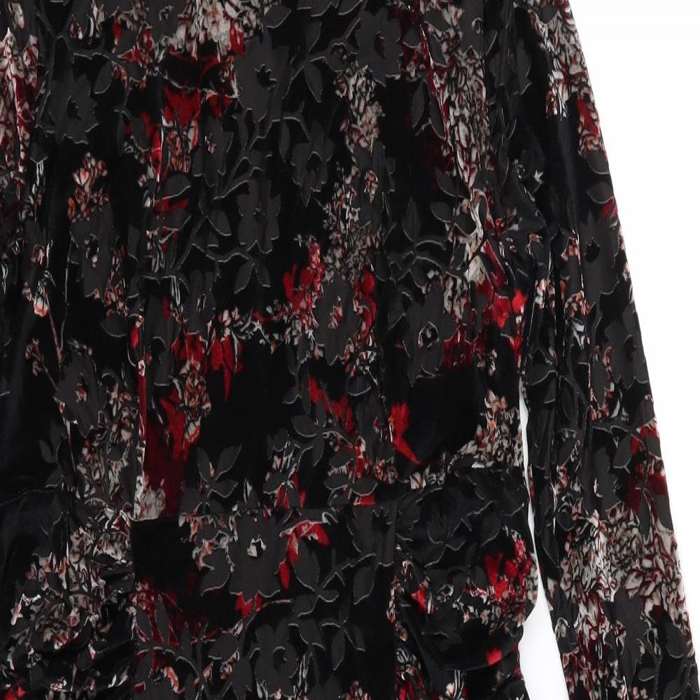 Marks and Spencer Womens Multicoloured Floral Velour A-Line  Size 12