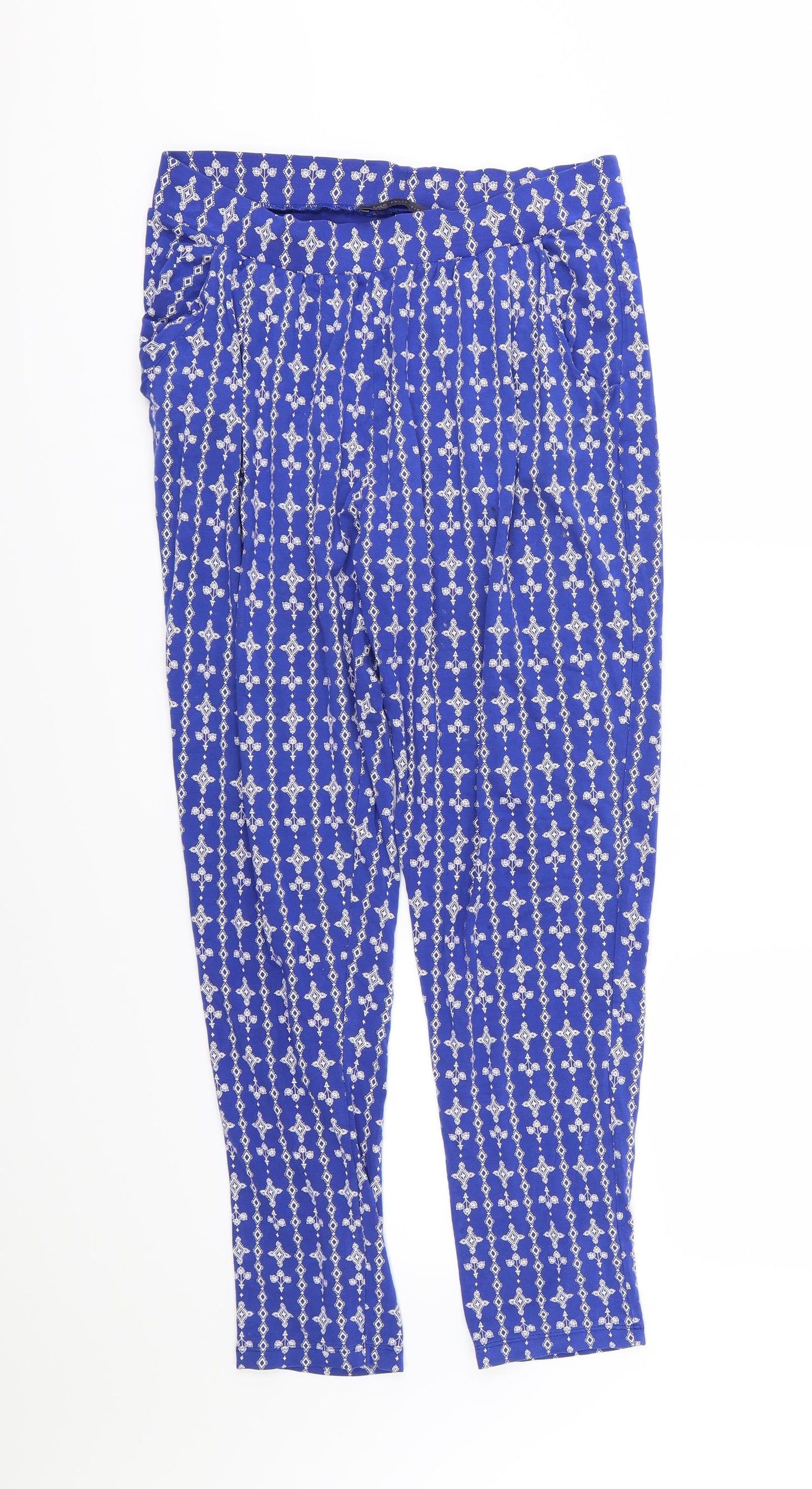 Marks and Spencer Womens Blue Floral  Trousers  Size 12 L27 in