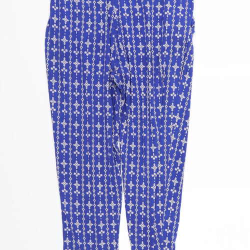 Marks and Spencer Womens Blue Floral  Trousers  Size 12 L27 in