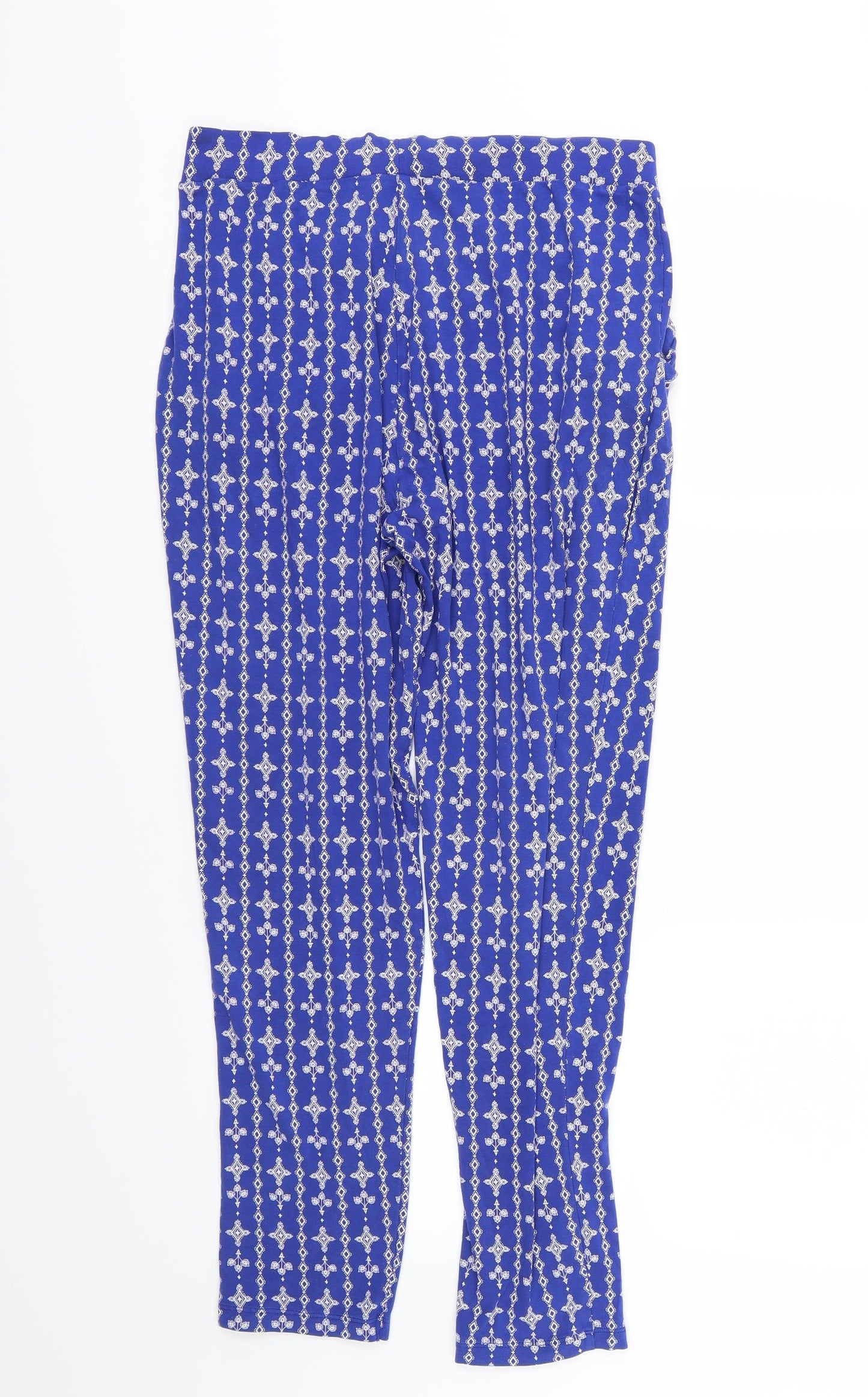 Marks and Spencer Womens Blue Floral  Trousers  Size 12 L27 in