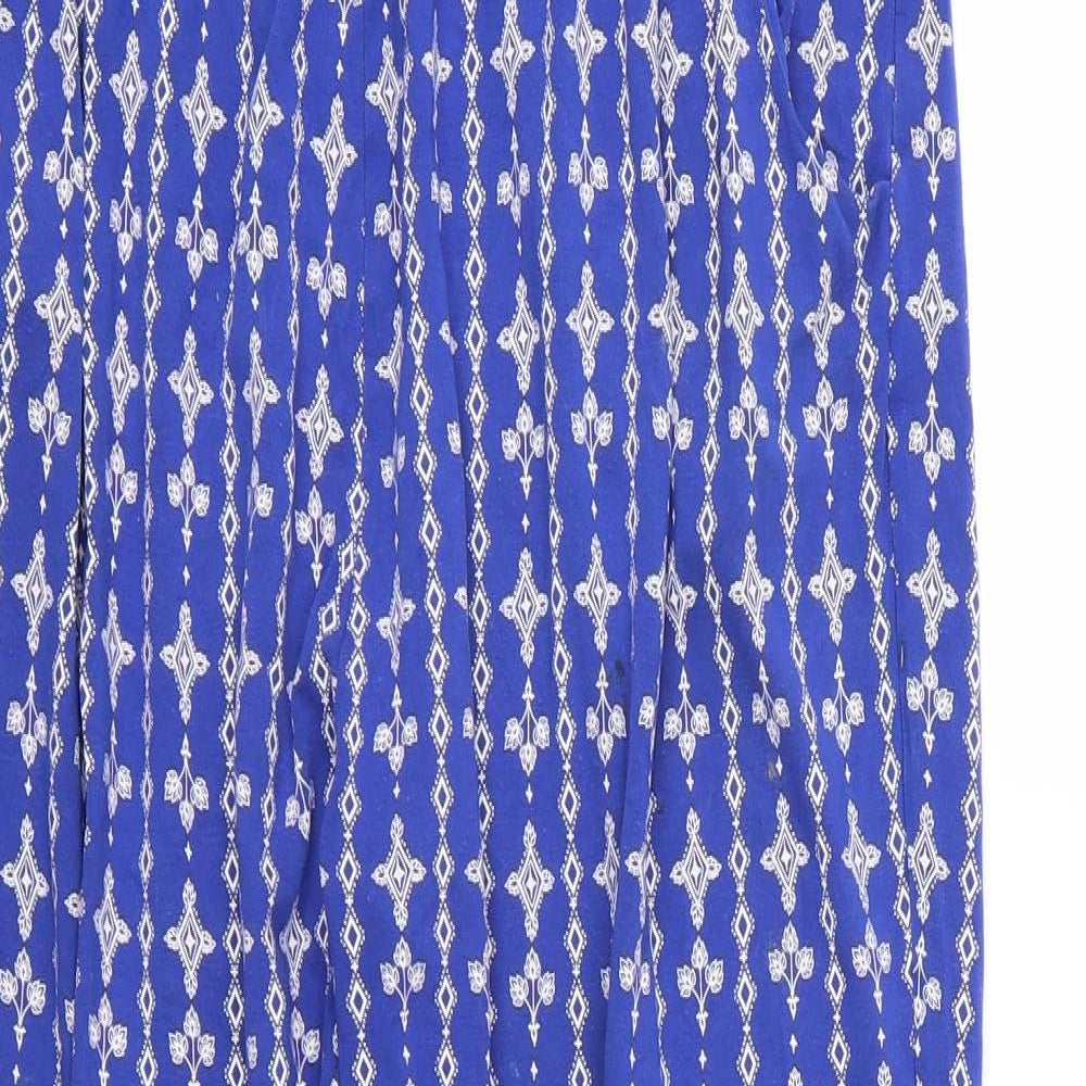 Marks and Spencer Womens Blue Floral  Trousers  Size 12 L27 in