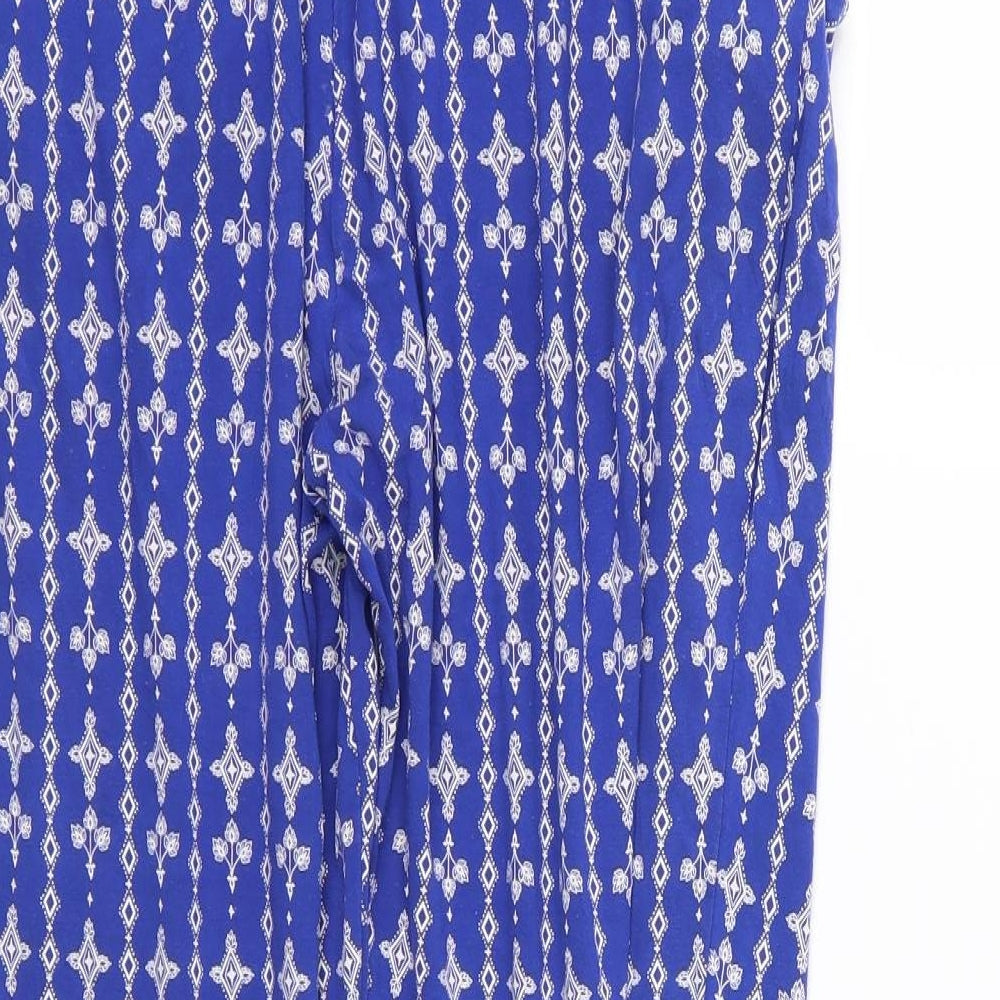 Marks and Spencer Womens Blue Floral  Trousers  Size 12 L27 in
