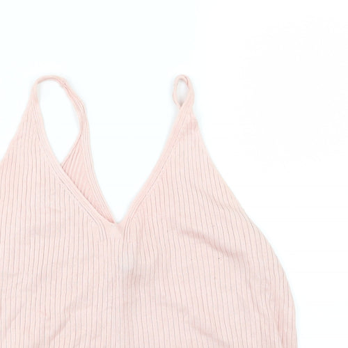 Divided by H&M Womens Pink  Knit Cropped Tank Size L