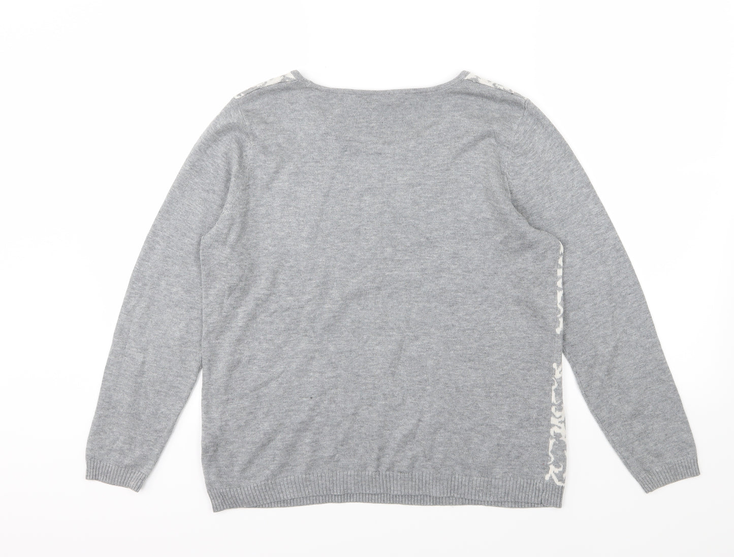 BHS Womens Grey Floral Knit Pullover Jumper Size 16