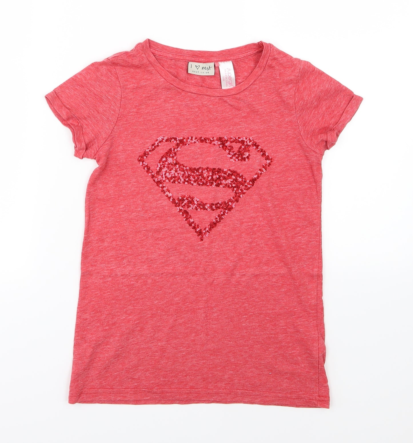 NEXT Girls Red  Jersey Basic T-Shirt Size 7 Years  - Supergirl