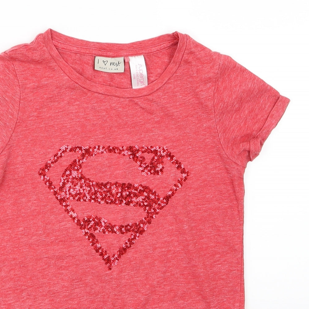 NEXT Girls Red  Jersey Basic T-Shirt Size 7 Years  - Supergirl