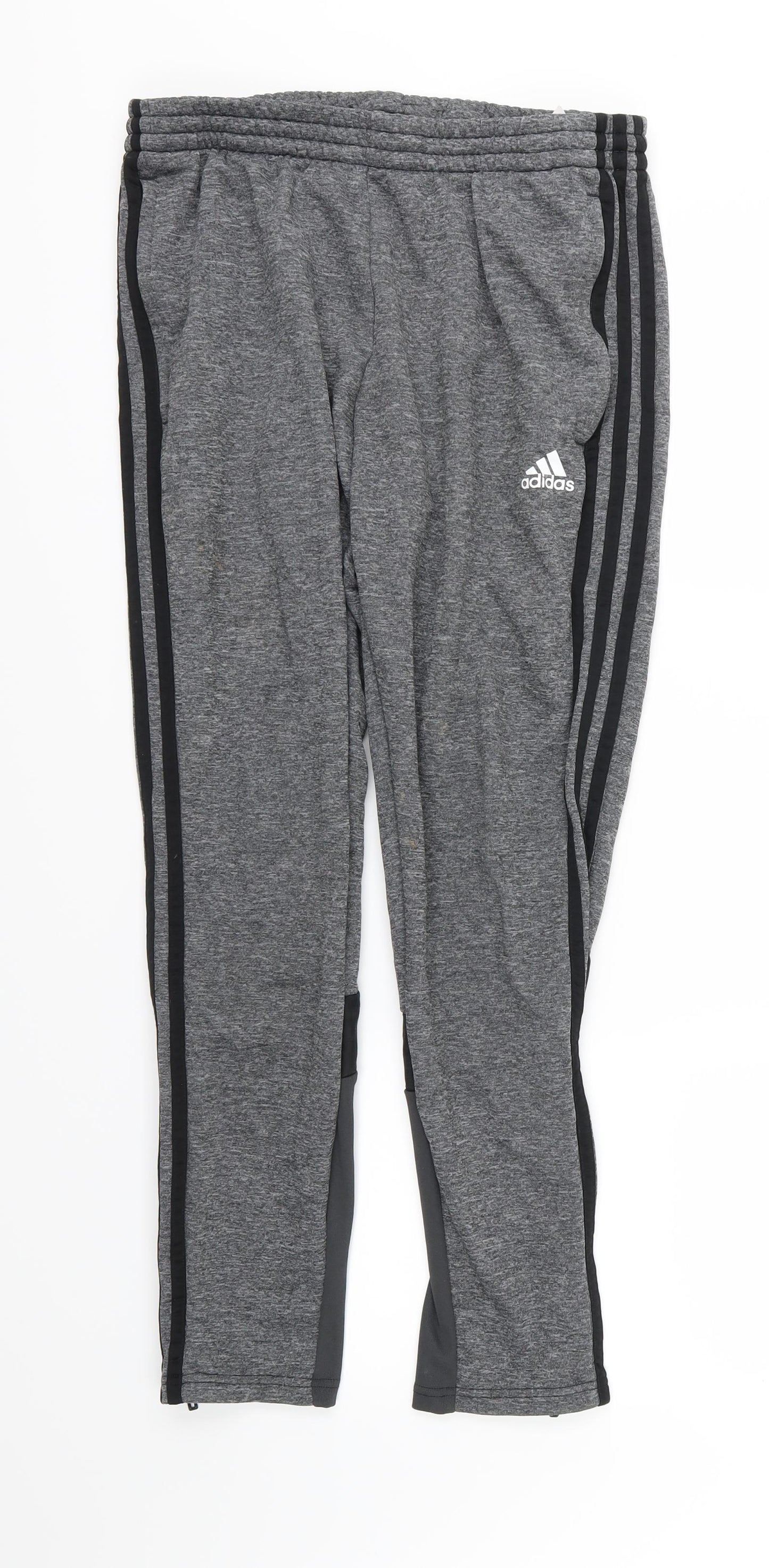 adidas Womens Grey Striped Jersey Jogger Trousers Size L L26 in