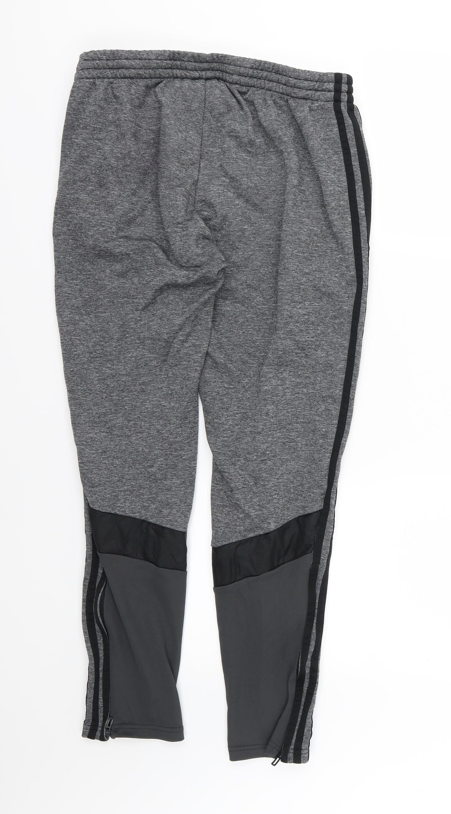 adidas Womens Grey Striped Jersey Jogger Trousers Size L L26 in