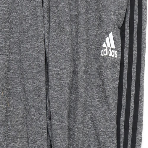adidas Womens Grey Striped Jersey Jogger Trousers Size L L26 in