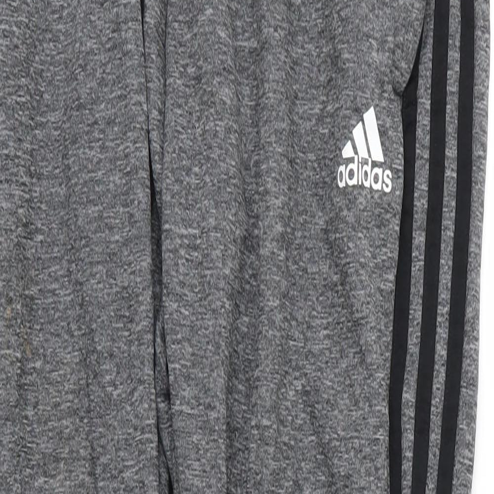adidas Womens Grey Striped Jersey Jogger Trousers Size L L26 in