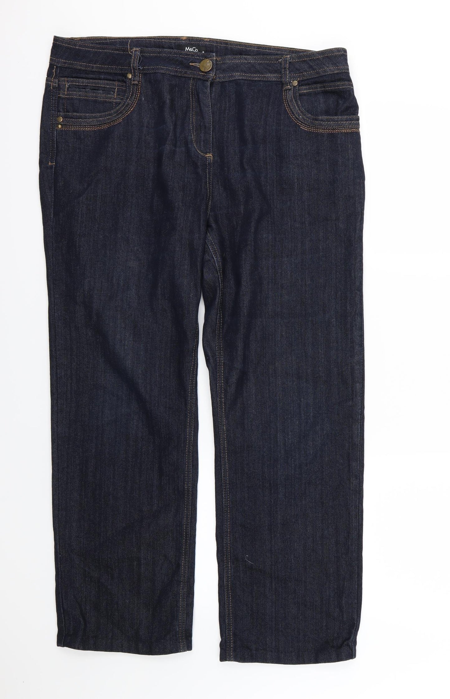 M&Co Womens Blue  Denim Straight Jeans Size 18 L28 in