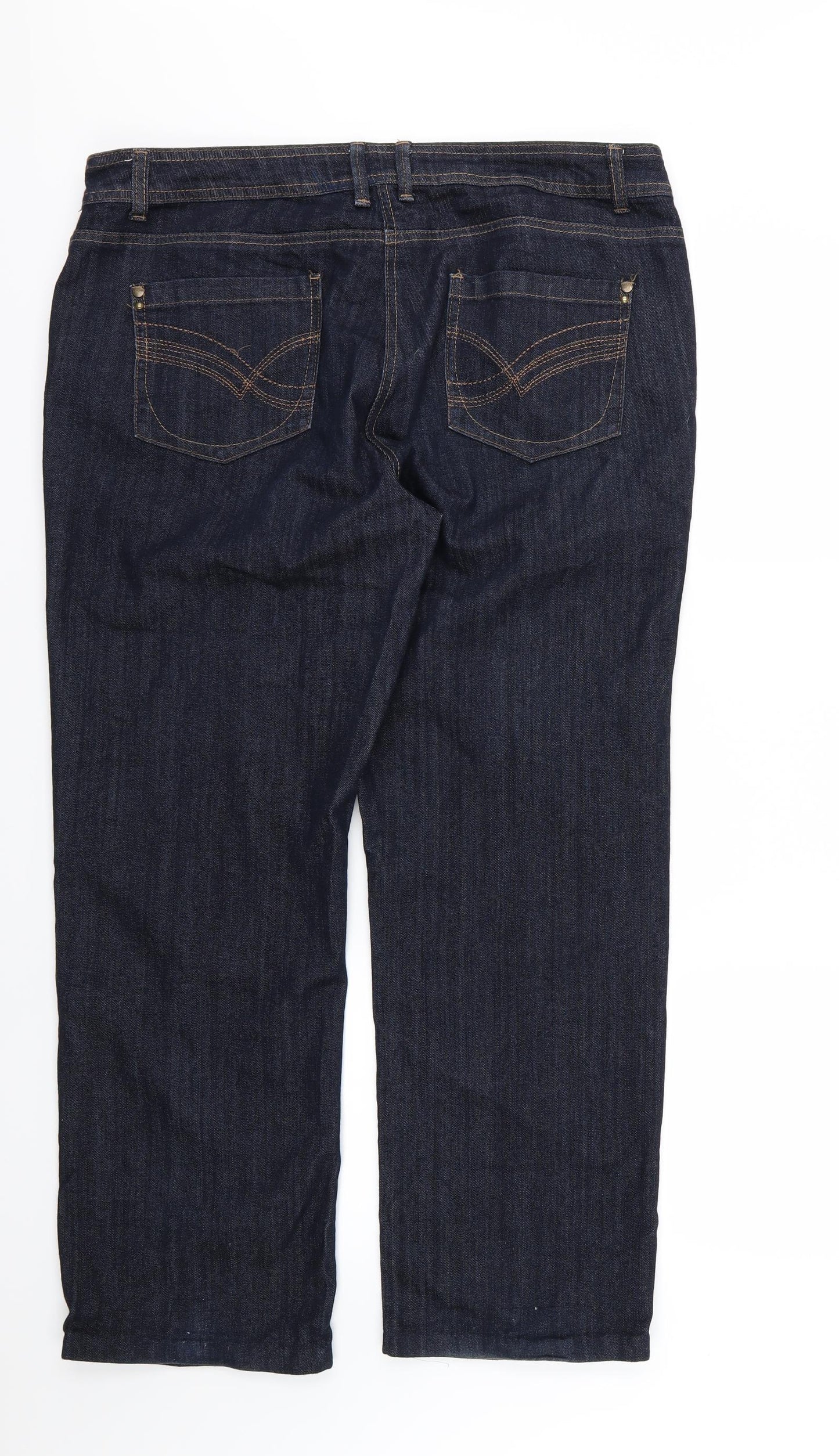 M&Co Womens Blue  Denim Straight Jeans Size 18 L28 in