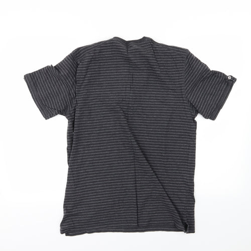 Marks and Spencer Mens Grey Striped Jersey  T-Shirt Size M
