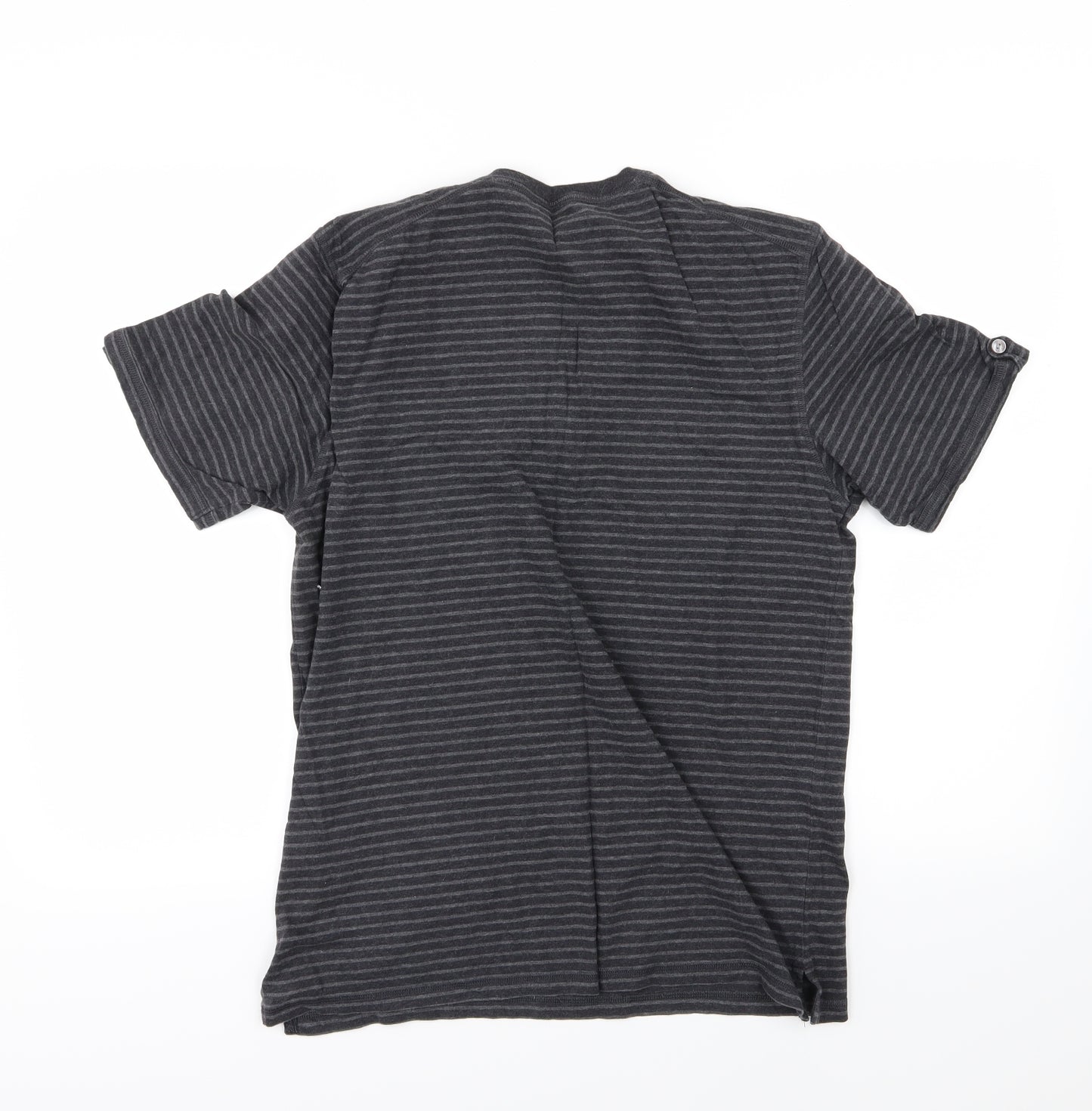 Marks and Spencer Mens Grey Striped Jersey  T-Shirt Size M