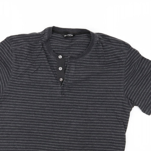 Marks and Spencer Mens Grey Striped Jersey  T-Shirt Size M