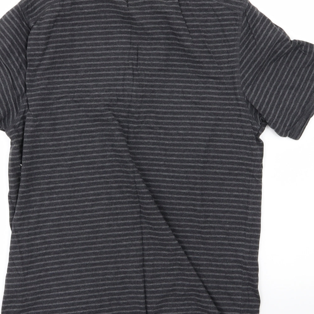 Marks and Spencer Mens Grey Striped Jersey  T-Shirt Size M