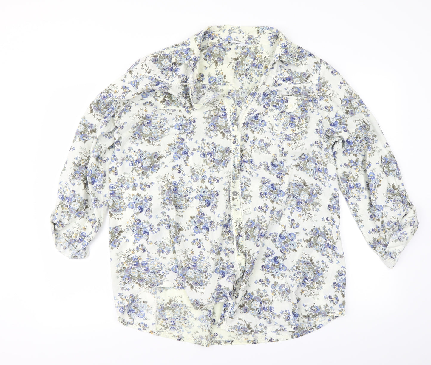 George Womens Ivory Floral  Basic Button-Up Size 20
