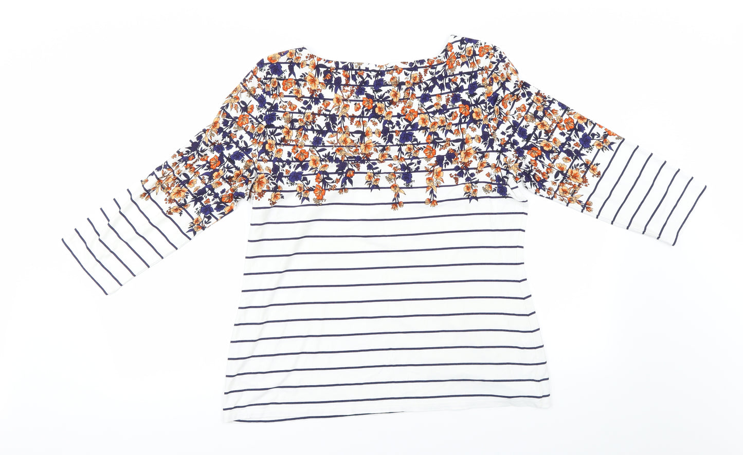 roman  Womens White Striped  Basic T-Shirt Size 18