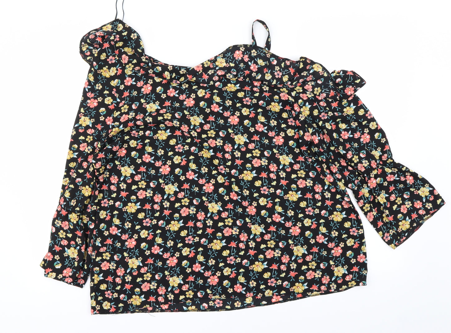 Papaya Womens Black Floral  Basic Blouse Size 18