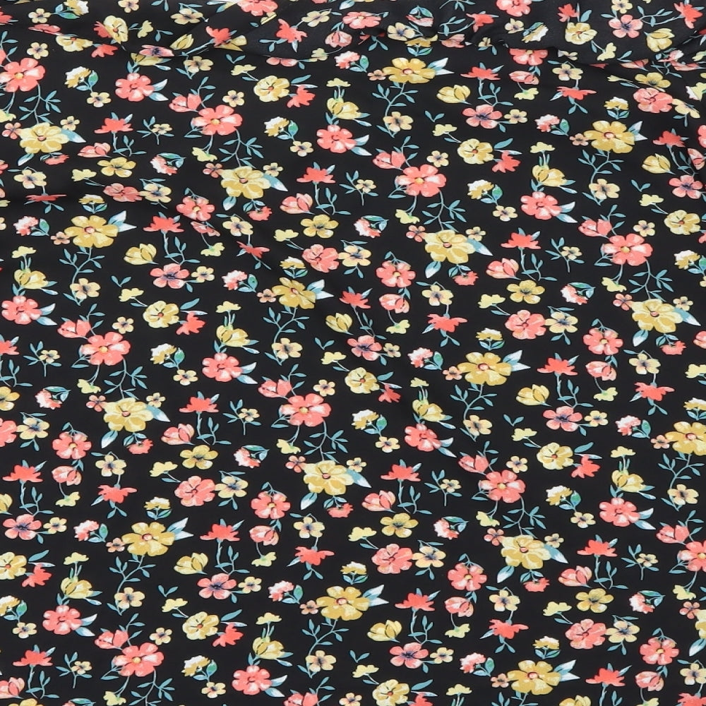 Papaya Womens Black Floral  Basic Blouse Size 18