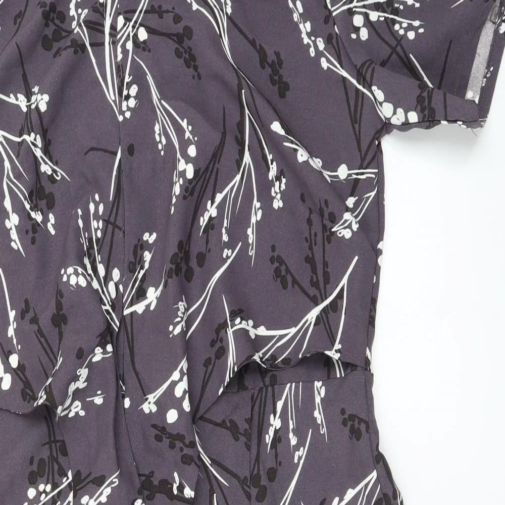 Roman Womens Grey Floral  A-Line  Size 14