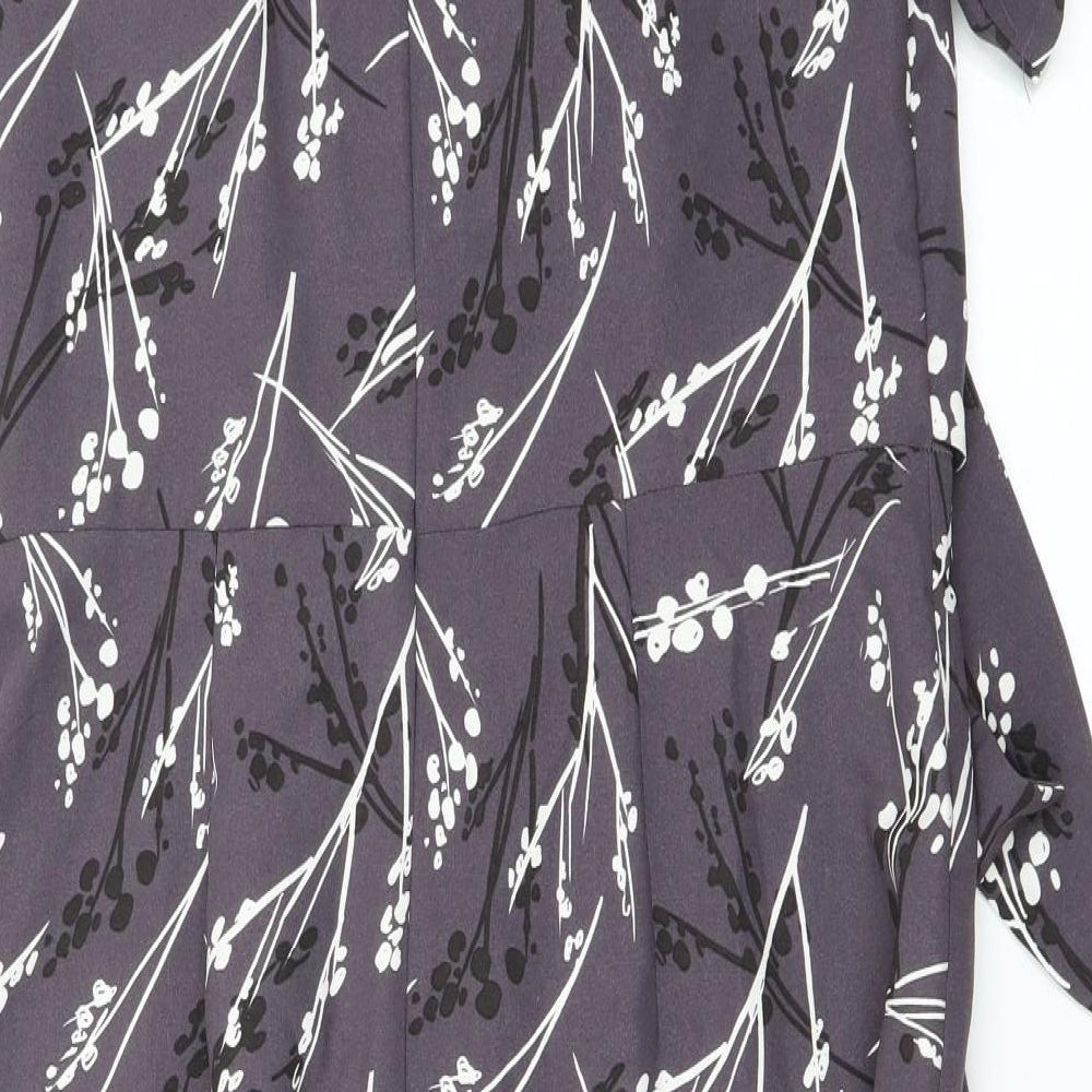 Roman Womens Grey Floral  A-Line  Size 14