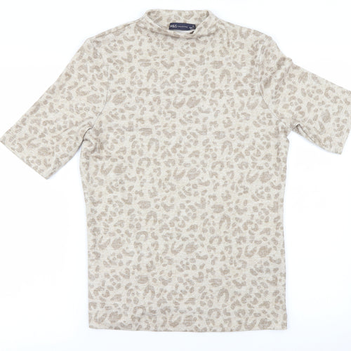 Marks and Spencer Womens Beige Animal Print  Basic T-Shirt Size 12