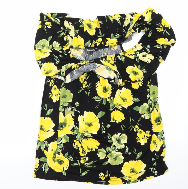 Bonmarché Womens Black Floral Basic Blouse Size 12