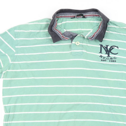 F&F Mens Green Striped   Polo Size L