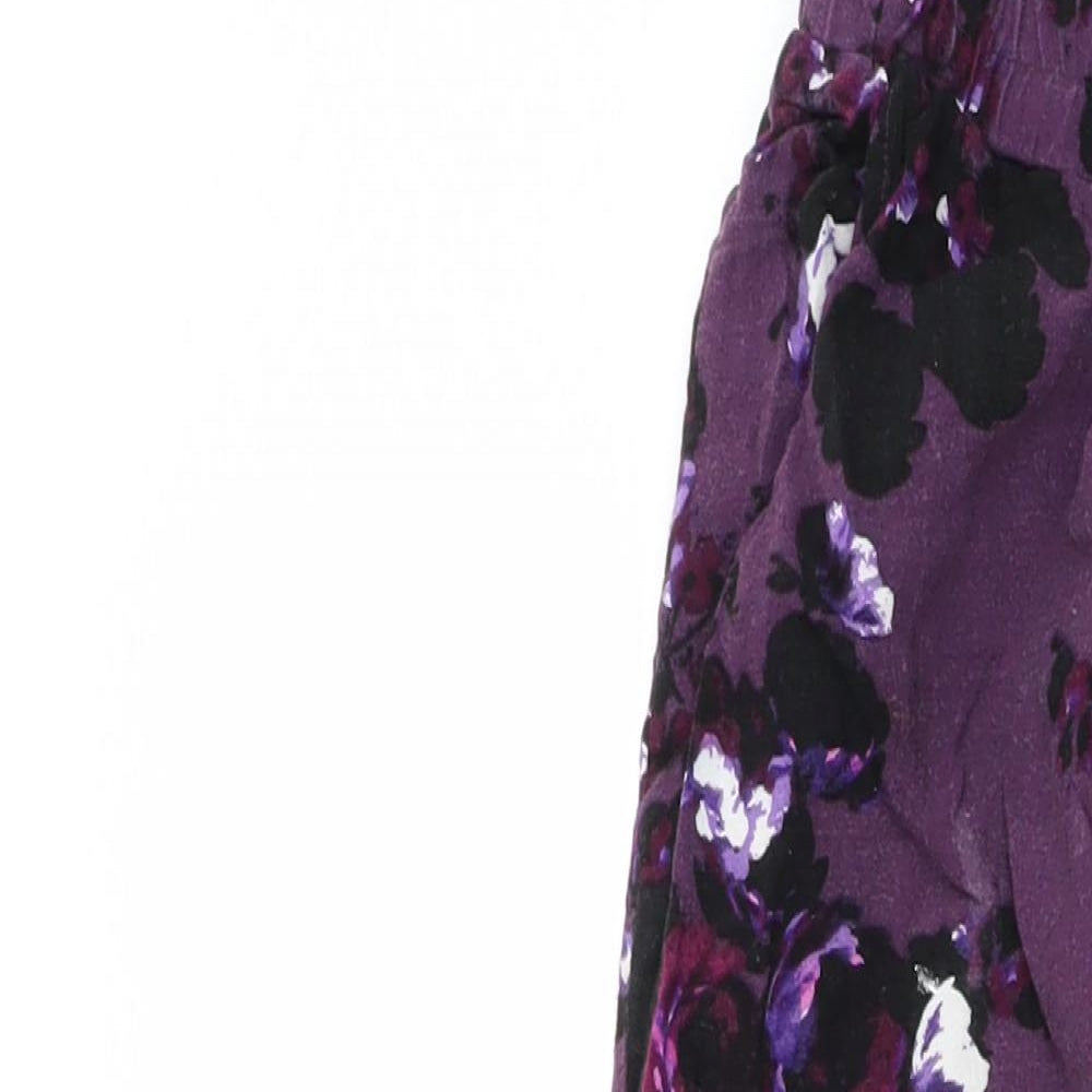 Dorothy Perkins Womens Purple Floral  Trousers  Size 12 L23 in