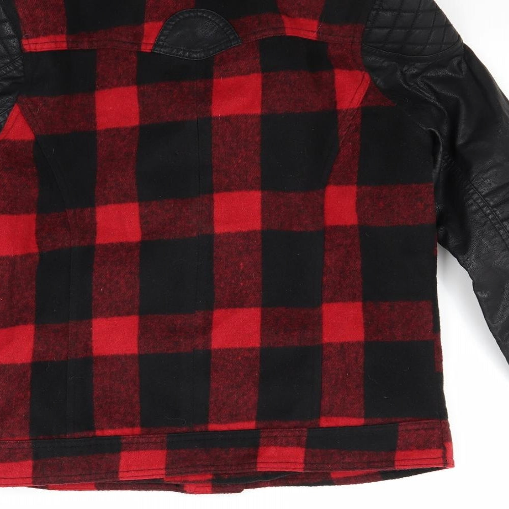 Atmosphere Womens Red Check  Biker Coat Size 12