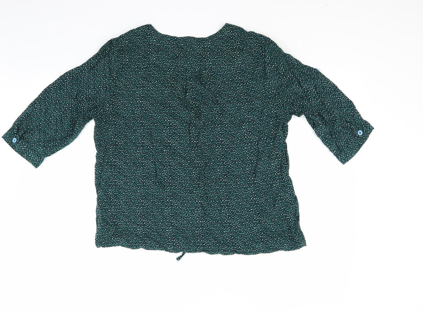 Preworn Womens Green Floral  Basic Blouse Size M