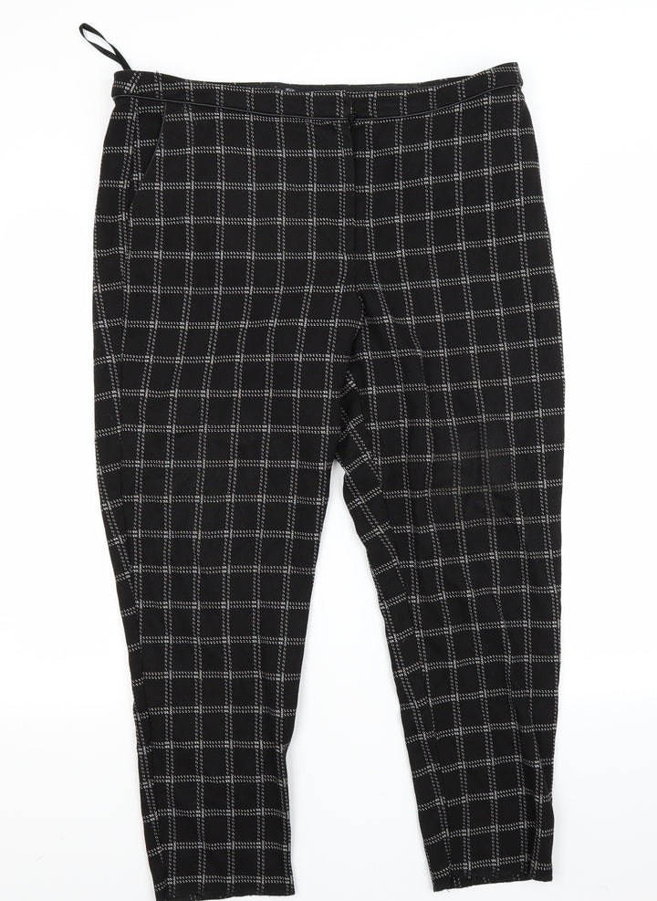 F&F Womens Black Check Trousers Size 18 L24 in