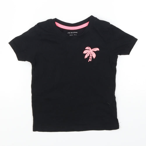 Primark Girls Black   Basic T-Shirt Size 18-24 Months  - Palm Tree