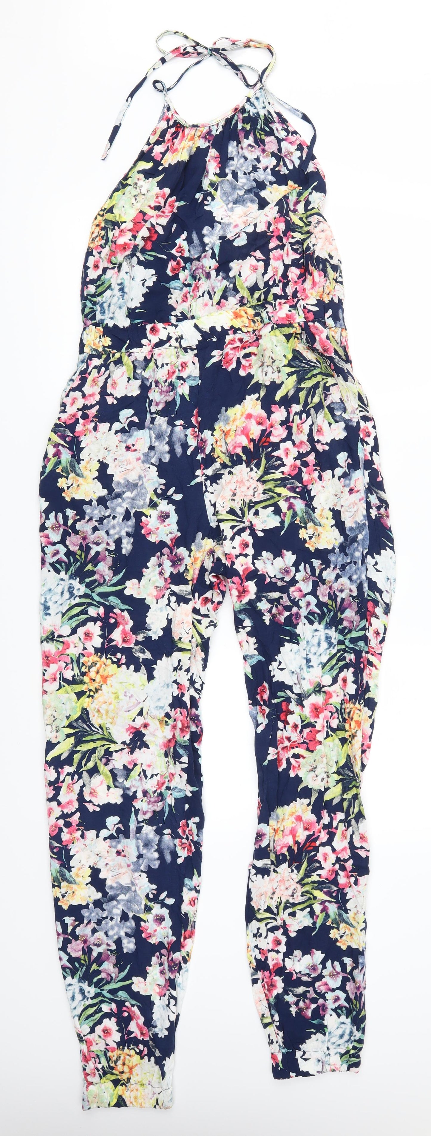 Evita Womens Blue Flecked  Jumpsuit One-Piece Size 12 L29 in