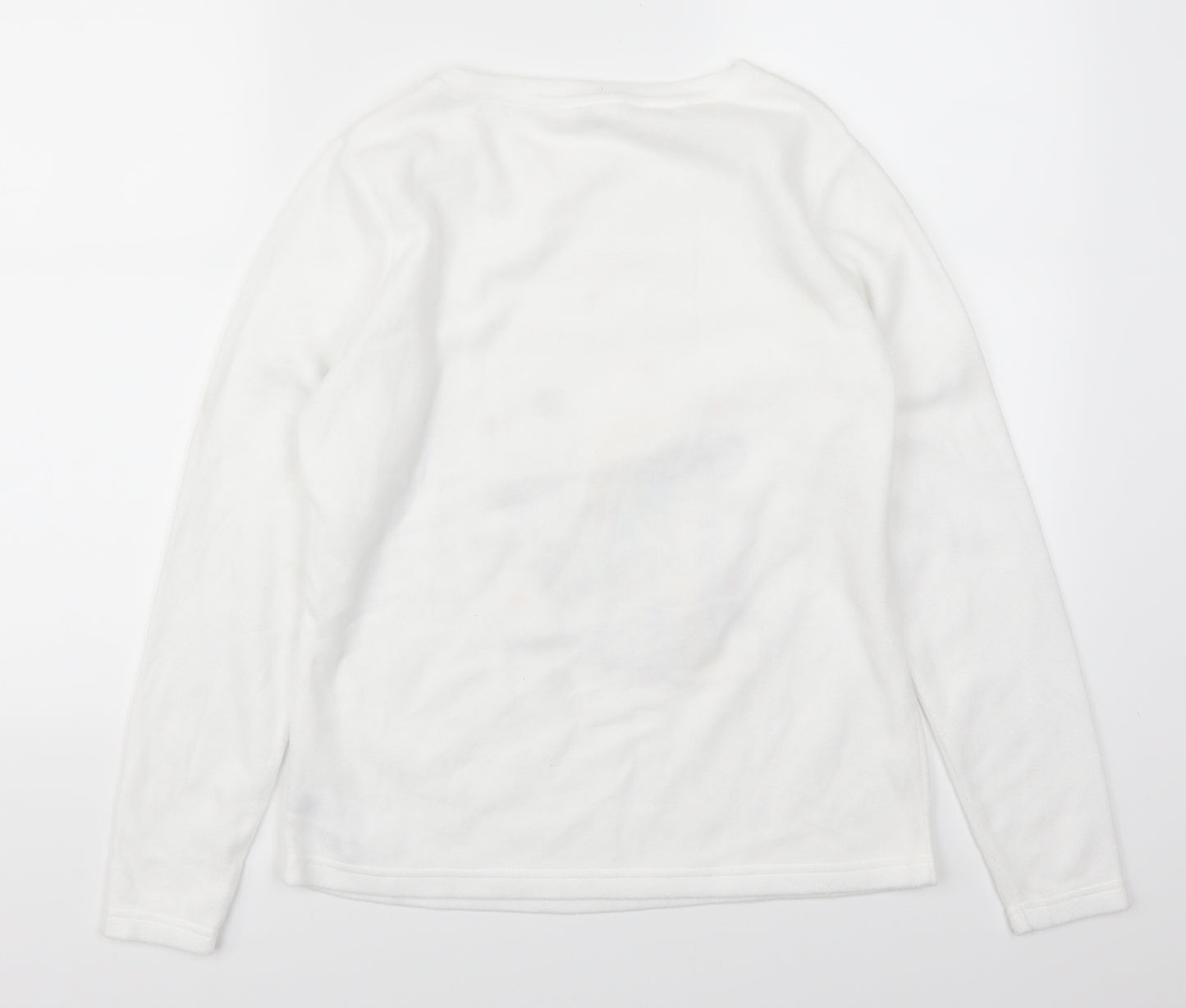 F&F Womens White Solid  Top Pyjama Top Size 6  - Me To You Snow Days and Hot Choc Sequins