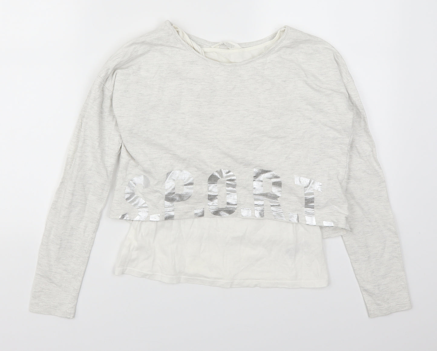 H&M Girls Grey   Pullover Sweatshirt Size 11-12 Years  - Sport