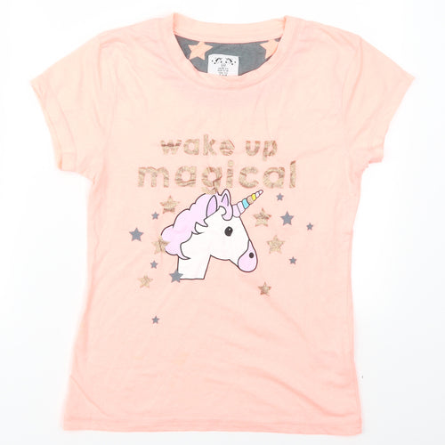 Primark Womens Pink Solid  Top Pyjama Top Size 4  - Wake Up Magical Unicorn