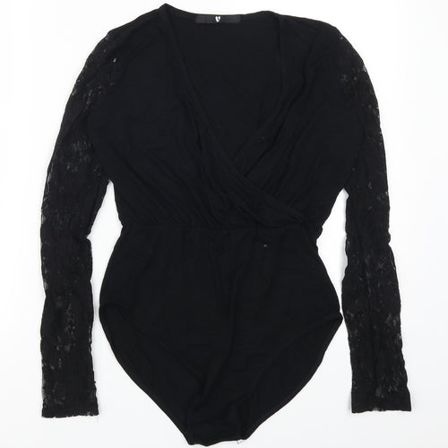 Very Womens Black  Lace Bodysuit One-Piece Size 10