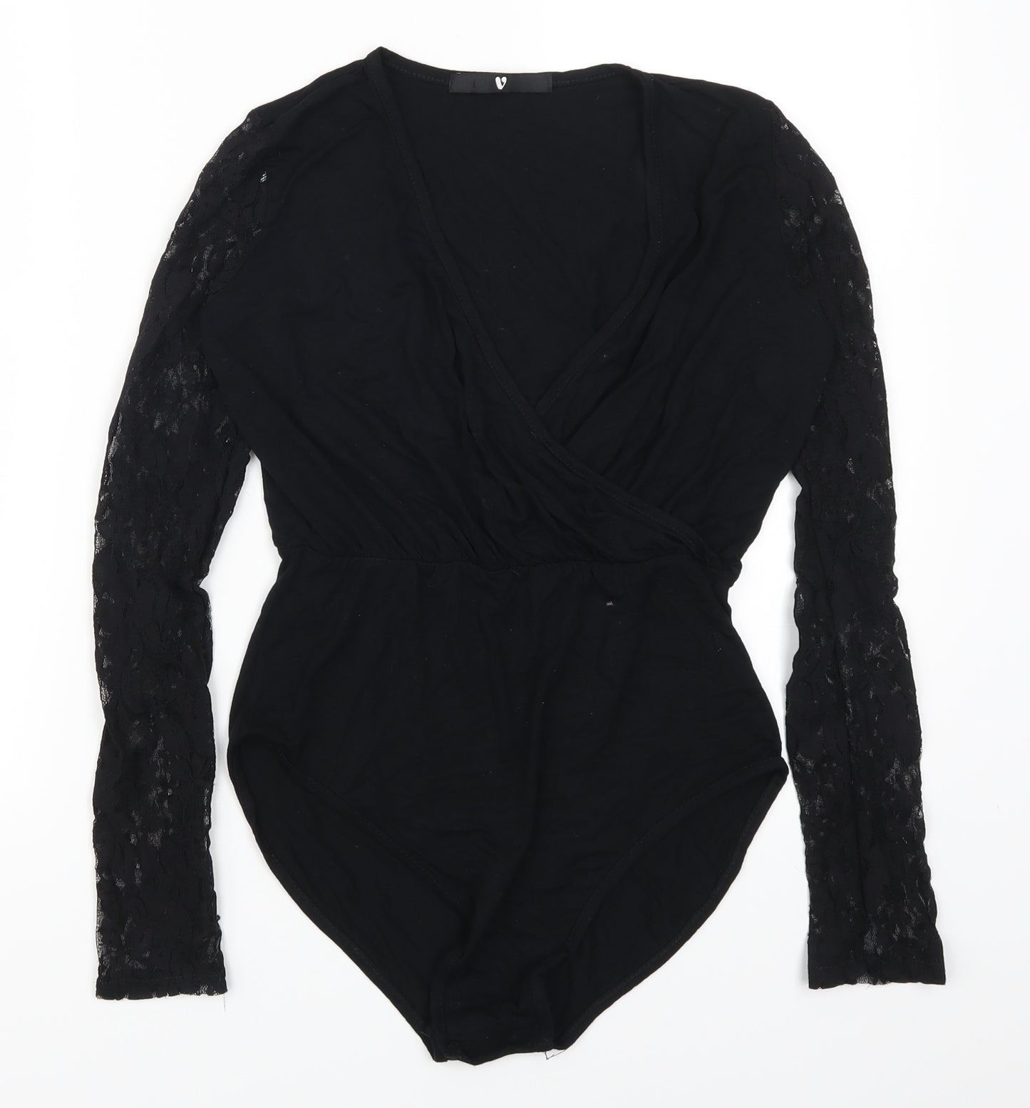 Very Womens Black  Lace Bodysuit One-Piece Size 10