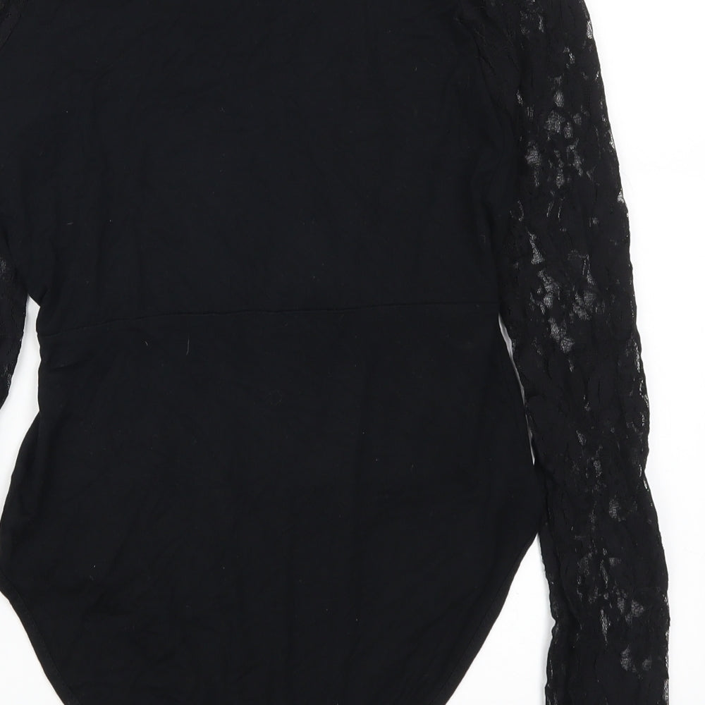 Very Womens Black  Lace Bodysuit One-Piece Size 10