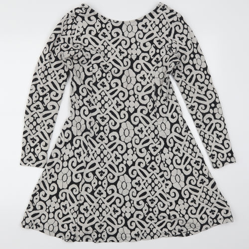 Marks and Spencer Womens Grey Geometric  Skater Dress  Size 8