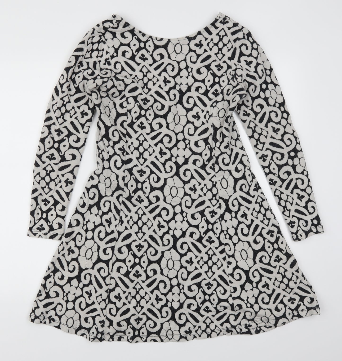 Marks and Spencer Womens Grey Geometric  Skater Dress  Size 8