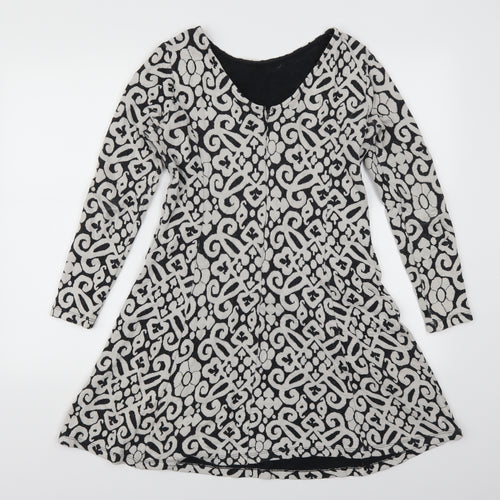 Marks and Spencer Womens Grey Geometric  Skater Dress  Size 8